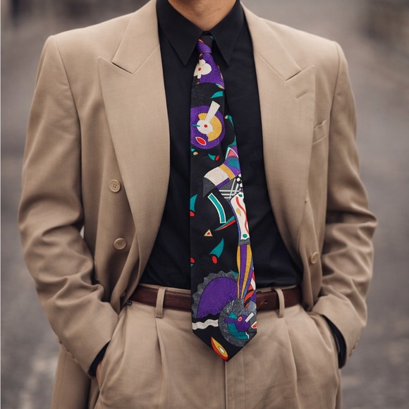 Jones New York Other - Vintage Jones New York Silk Tie Abstract Geometric Retro Artsy Wide 90s